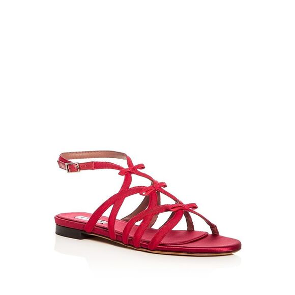 TABITHA SIMMONS Shoes - TABITHA SIMMONS Womens Red Strappy Minna Round Toe Block Heel Buckle Sandals 38